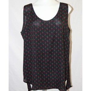 Liberty Love Womens Cherry Pattern Tunic Top Black/red Open Back Sleeveless 1XL